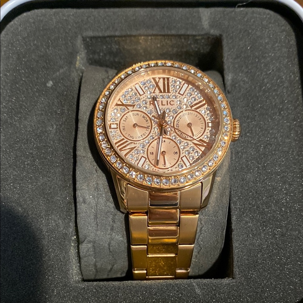 Relic Gold Watch with Sparkling Accents